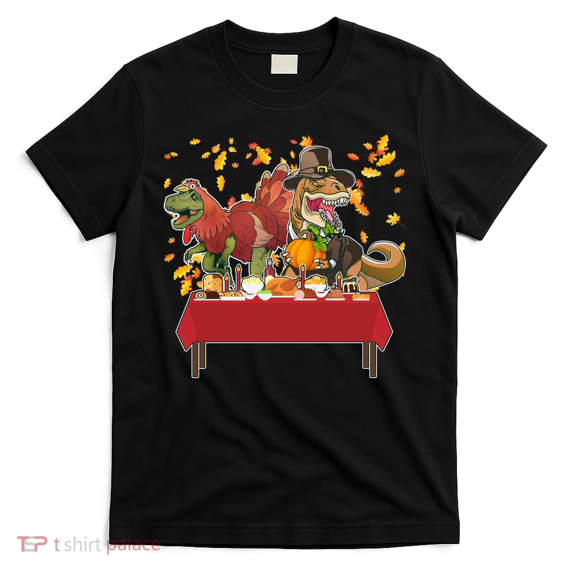 Turkey Pilgrim Dinosaurs T-Rex Funny Thanksgiving T-Shirt