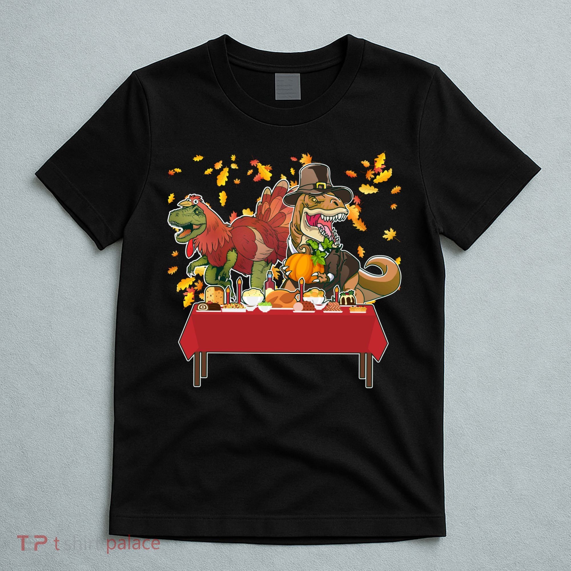 Turkey Pilgrim Dinosaurs T-Rex Funny Thanksgiving T-Shirt