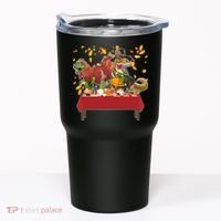 Turkey Pilgrim Dinosaurs T-Rex Funny Thanksgiving Tumbler thumb 0