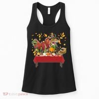 Turkey Pilgrim Dinosaurs T-Rex Funny Thanksgiving Women's Tank Top thumb 0