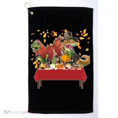 Turkey Pilgrim Dinosaurs T-Rex Funny Thanksgiving Golf Towel
