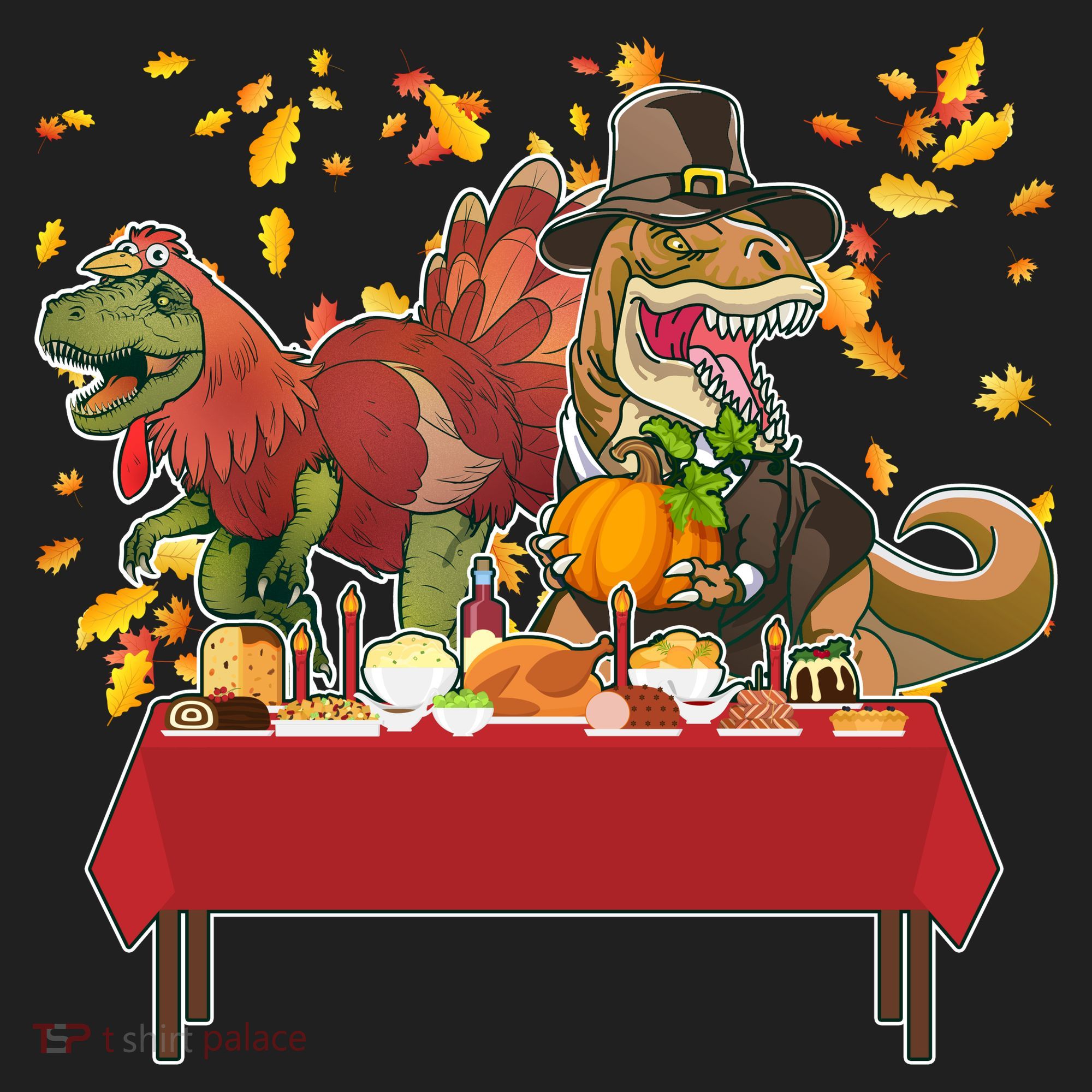 Turkey Pilgrim Dinosaurs T-Rex Funny Thanksgiving Golf Towel