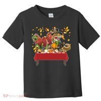 Turkey Pilgrim Dinosaurs T-Rex Funny Thanksgiving Toddler T-Shirt thumb 0