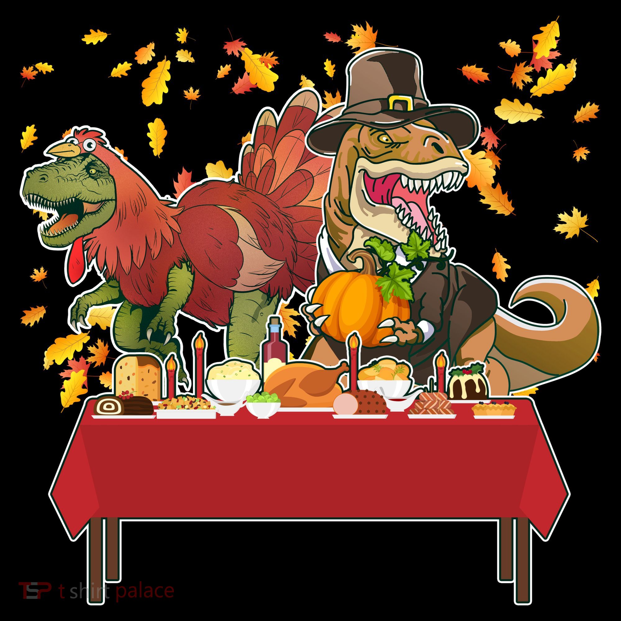 Turkey Pilgrim Dinosaurs T-Rex Funny Thanksgiving Kids Long Sleeve Shirt