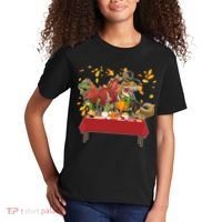 Turkey Pilgrim Dinosaurs T-Rex Funny Thanksgiving Kids T-Shirt thumb 2