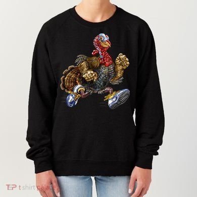Turkey Running In Action Thanksgiving Women's Sweatshirt
