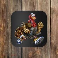 Turkey Running In Action Thanksgiving Coaster thumb 0