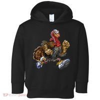 Turkey Running In Action Thanksgiving Toddler Hoodie thumb 0