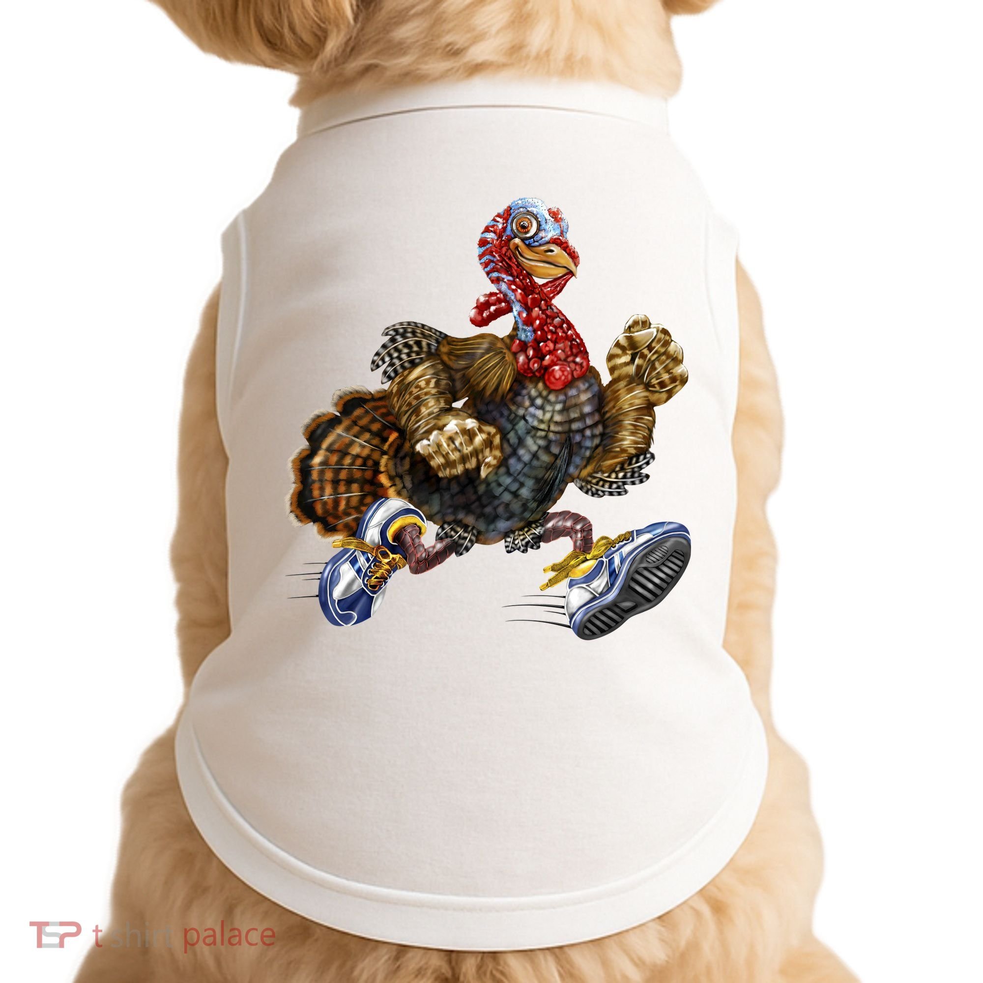 Turkey Running In Action Thanksgiving Doggie Tank