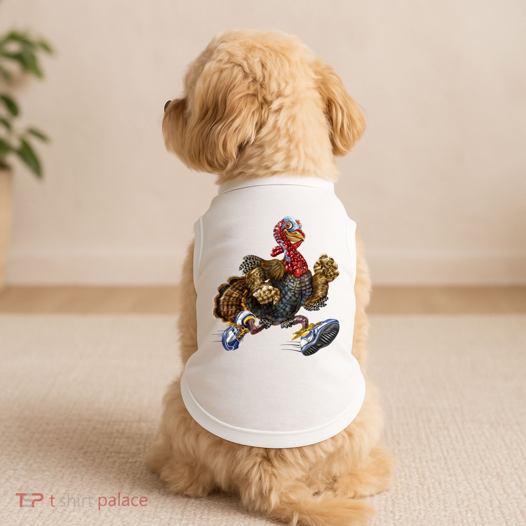 Turkey Running In Action Thanksgiving Doggie Tank