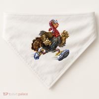Turkey Running In Action Thanksgiving USA-Made Doggie Bandana thumb 0