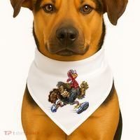Turkey Running In Action Thanksgiving USA-Made Doggie Bandana thumb 1