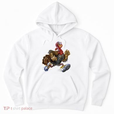 Turkey Running In Action Thanksgiving Hoodie