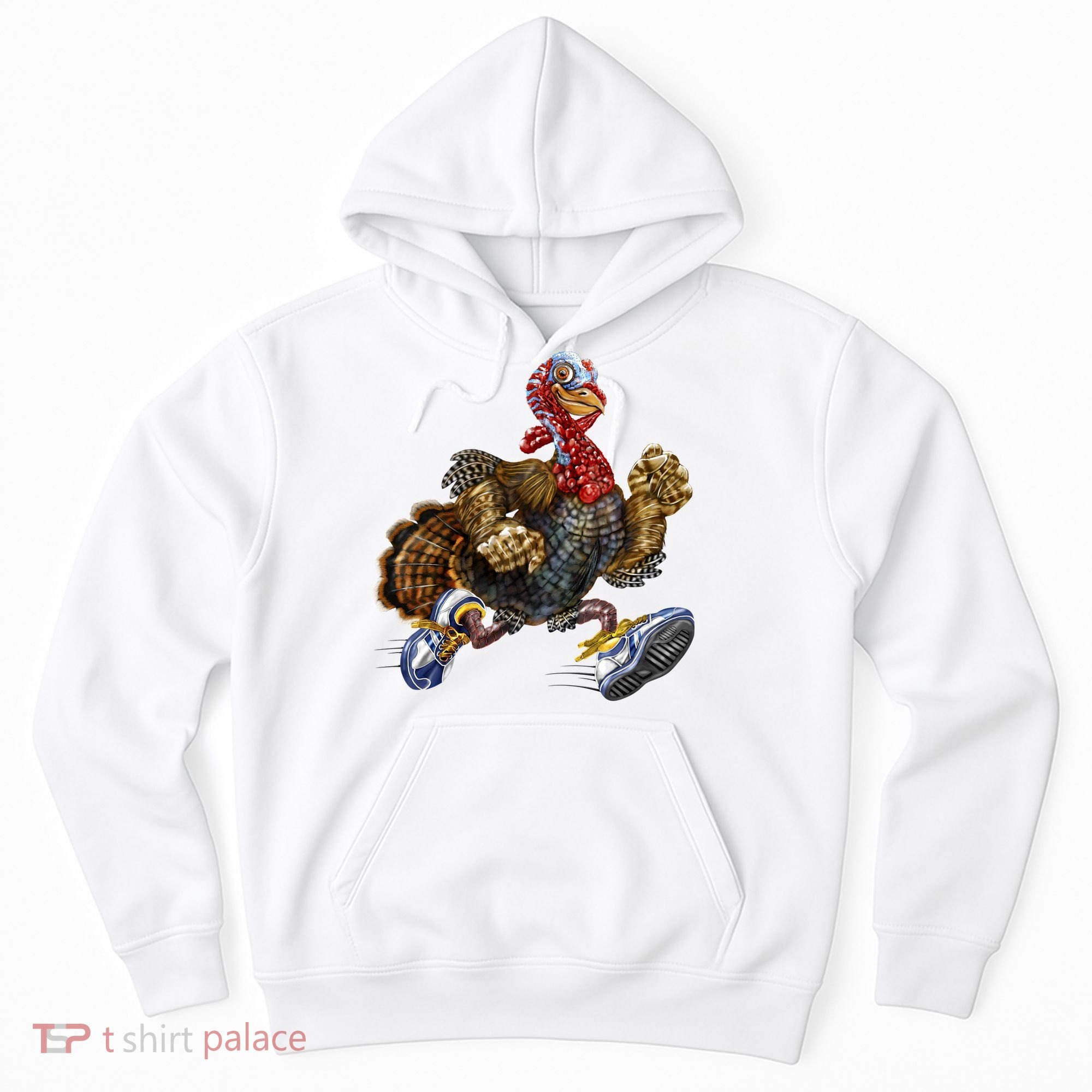 Turkey Running In Action Thanksgiving Hoodie