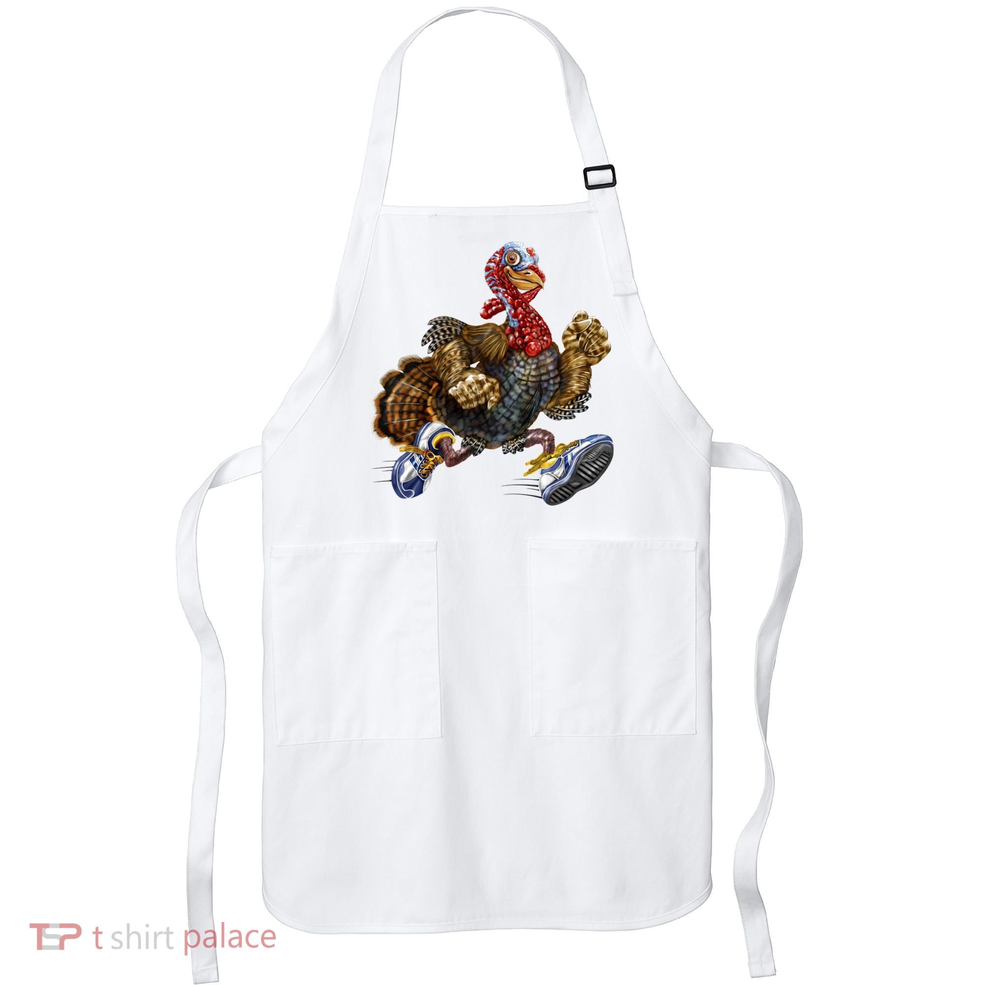 Turkey Running In Action Thanksgiving Apron