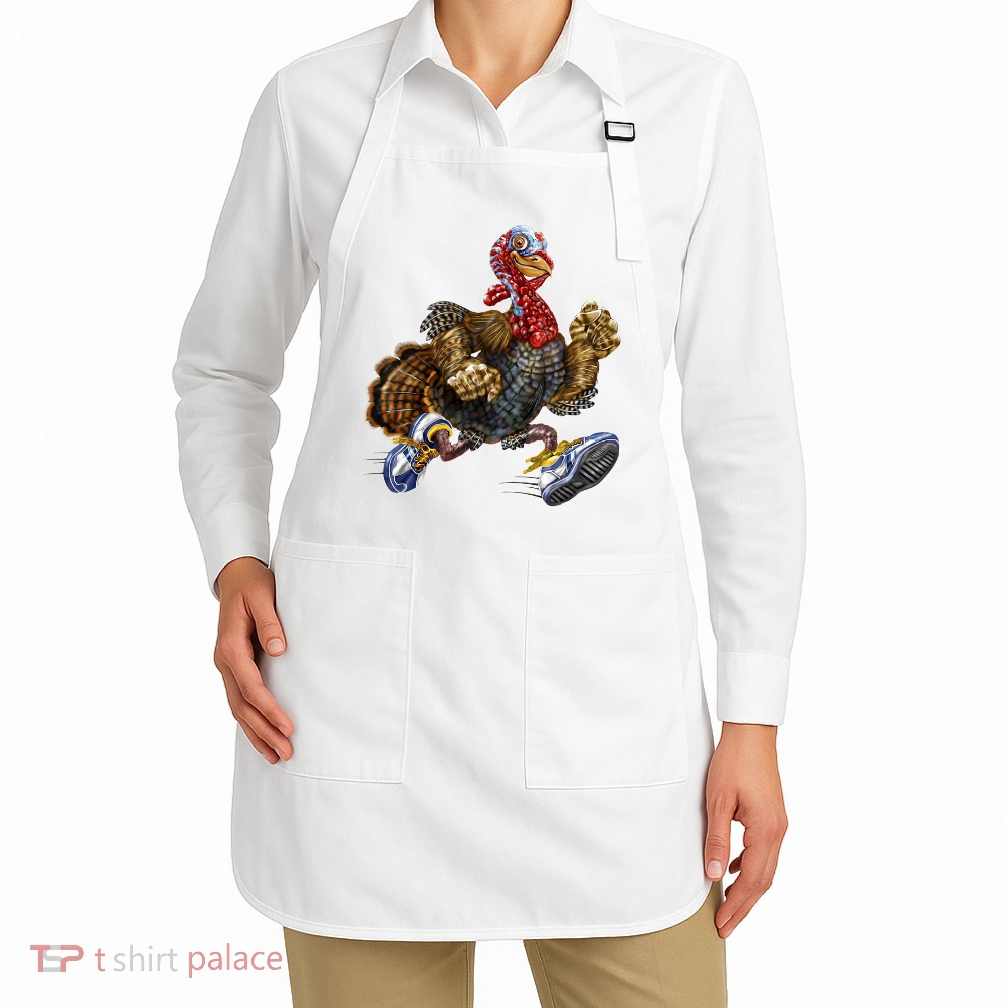 Turkey Running In Action Thanksgiving Apron