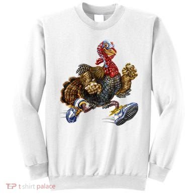 Turkey Running In Action Thanksgiving Sweatshirt