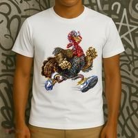 Turkey Running In Action Thanksgiving T-Shirt thumb 3