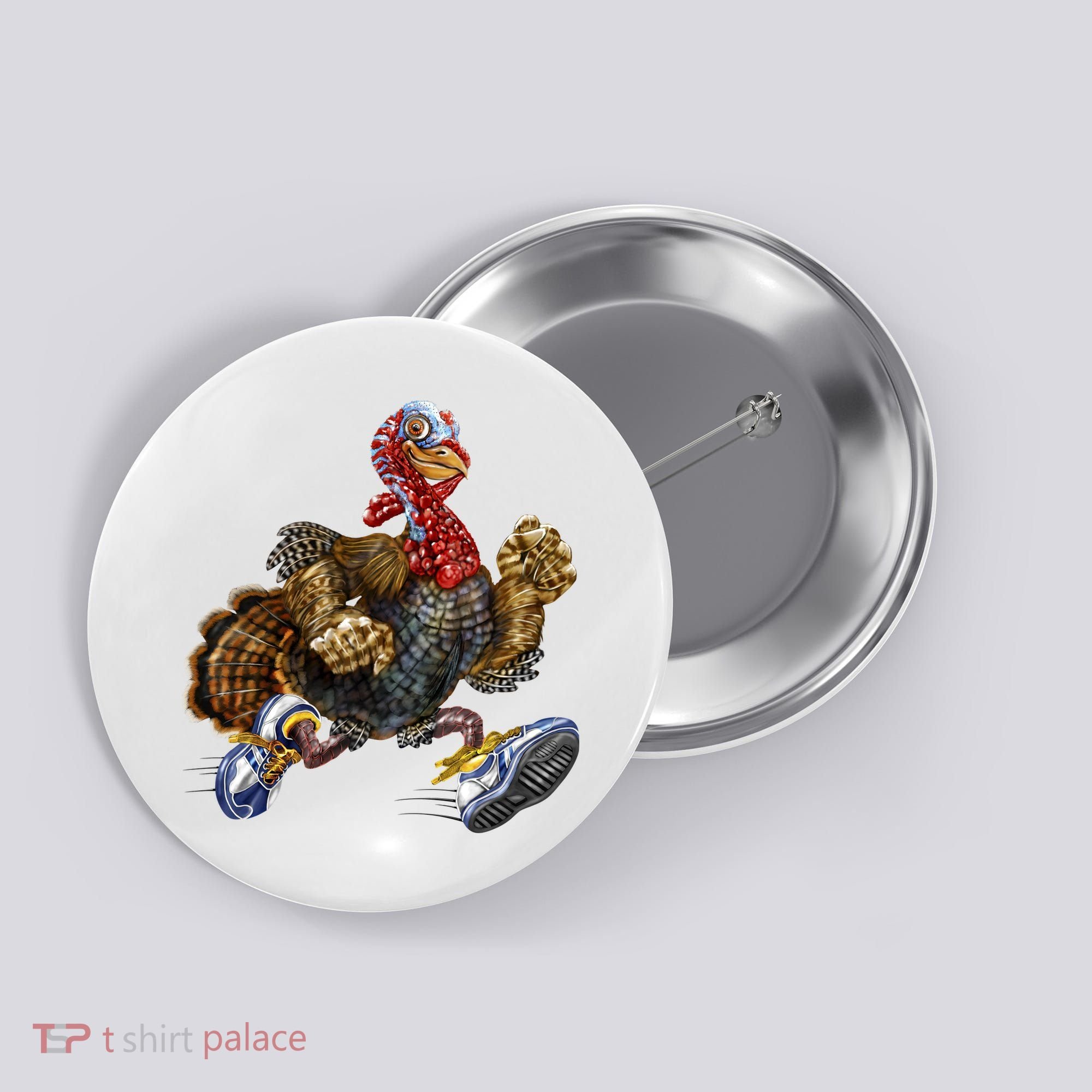 Turkey Running In Action Thanksgiving Button