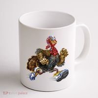 Turkey Running In Action Thanksgiving Coffee Mug thumb 1