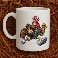 Turkey Running In Action Thanksgiving Coffee Mug thumb 2