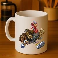 Turkey Running In Action Thanksgiving Coffee Mug thumb 4