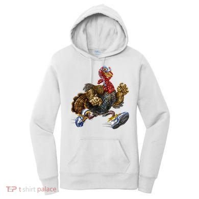Turkey Running In Action Thanksgiving Women's Hoodie