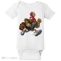 Turkey Running In Action Thanksgiving Baby Bodysuit thumb 0