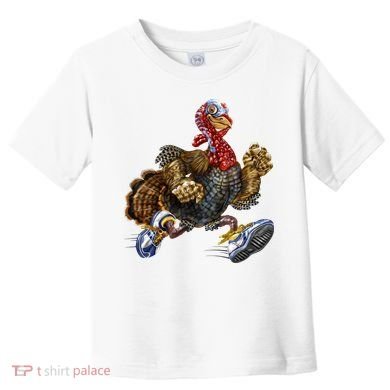 Turkey Running In Action Thanksgiving Toddler T-Shirt