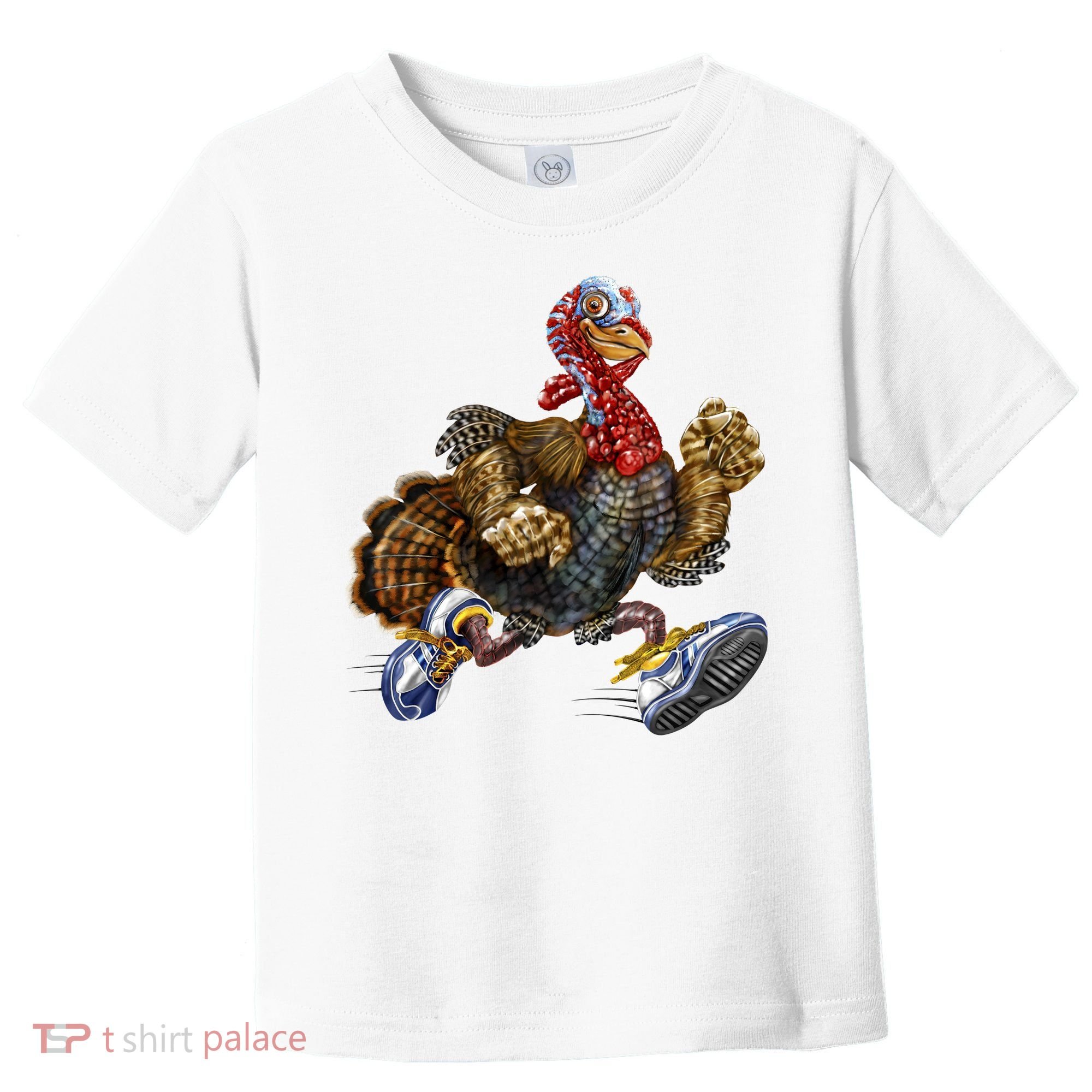 Turkey Running In Action Thanksgiving Toddler T-Shirt