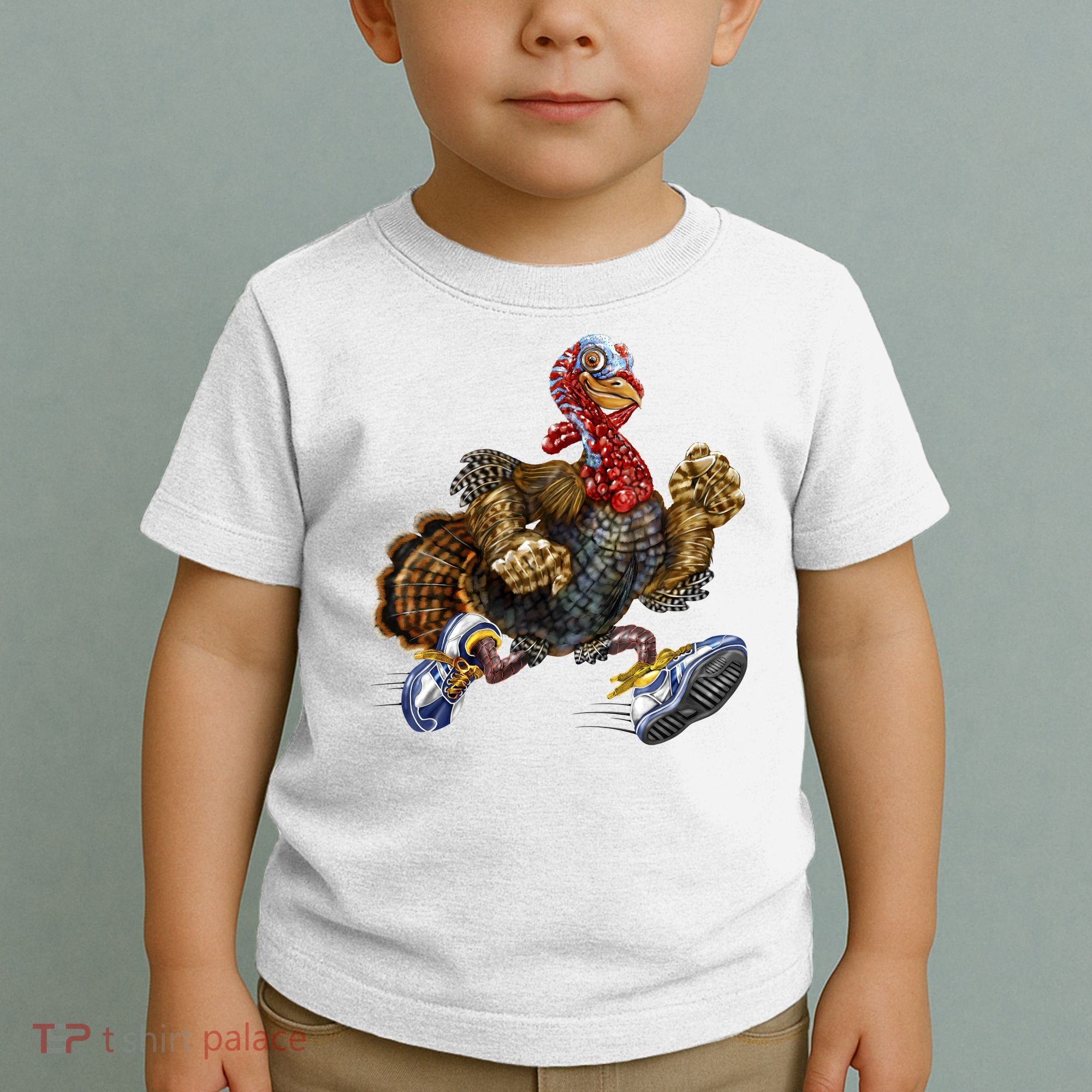 Turkey Running In Action Thanksgiving Toddler T-Shirt