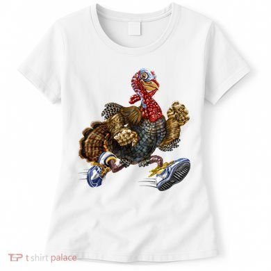 Turkey Running In Action Thanksgiving Women's T-Shirt