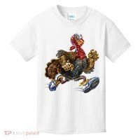 Turkey Running In Action Thanksgiving Kids T-Shirt thumb 0