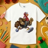 Turkey Running In Action Thanksgiving Kids T-Shirt thumb 3