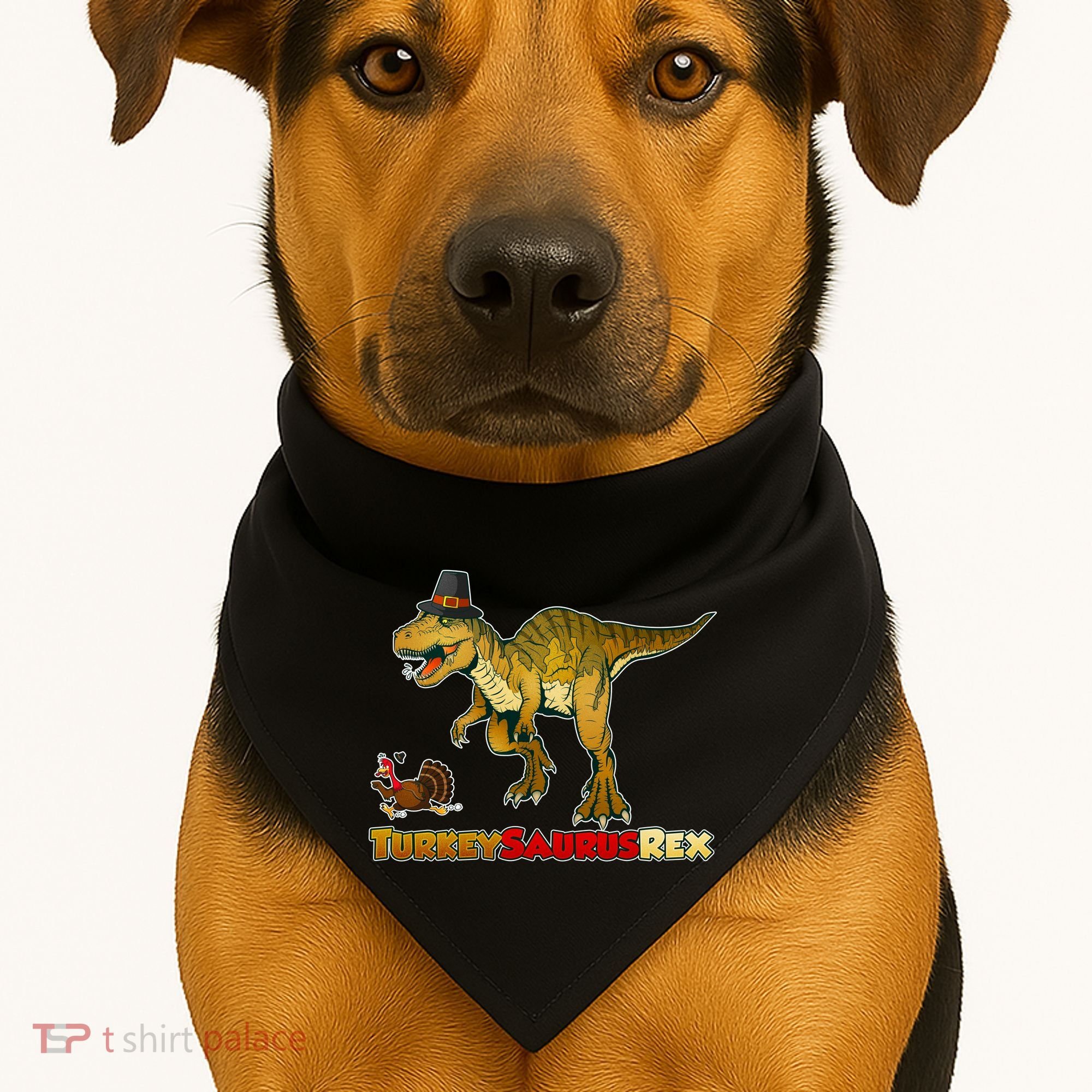 Turkeysaurus Rex T-Rex Thanksgiving USA-Made Doggie Bandana