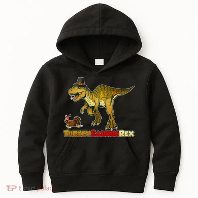 Turkeysaurus Rex T-Rex Thanksgiving Kids Hoodie