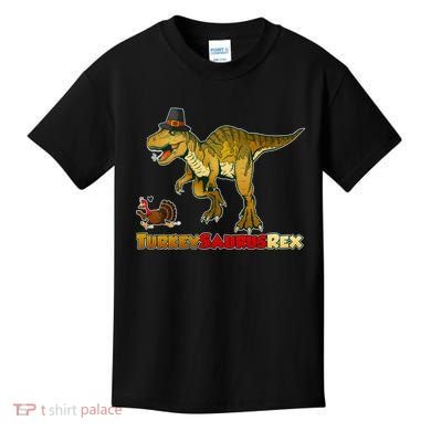 Turkeysaurus Rex T-Rex Thanksgiving Kids T-Shirt