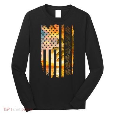 Turtle Sunset Beach Flag Long Sleeve Shirt