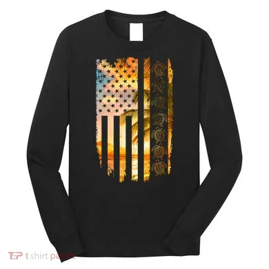 Turtle Sunset Beach Flag Long Sleeve Shirt