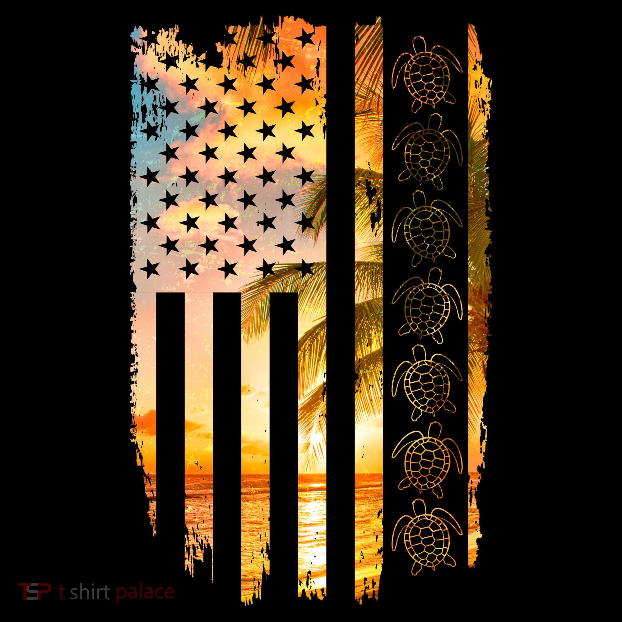 Turtle Sunset Beach Flag Sweatshirt