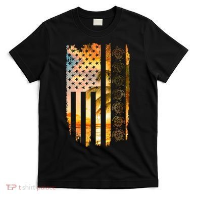 Turtle Sunset Beach Flag T-Shirt