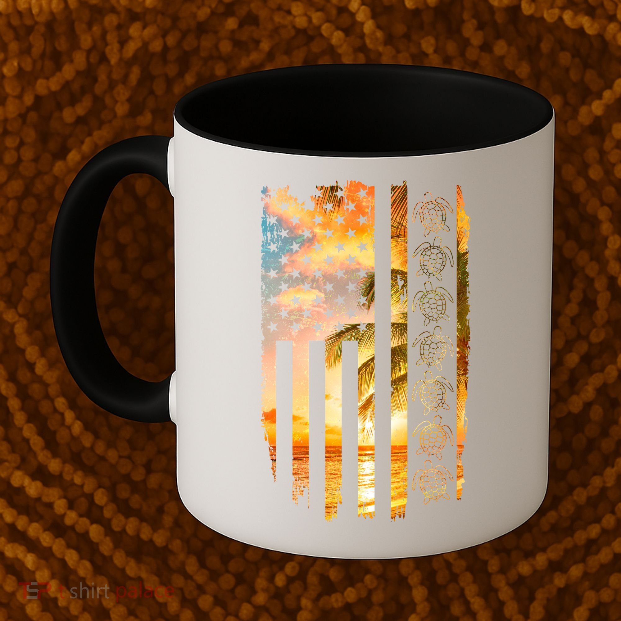 Turtle Sunset Beach Flag Coffee Mug