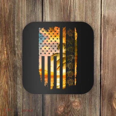 Turtle Sunset Beach Flag Coaster