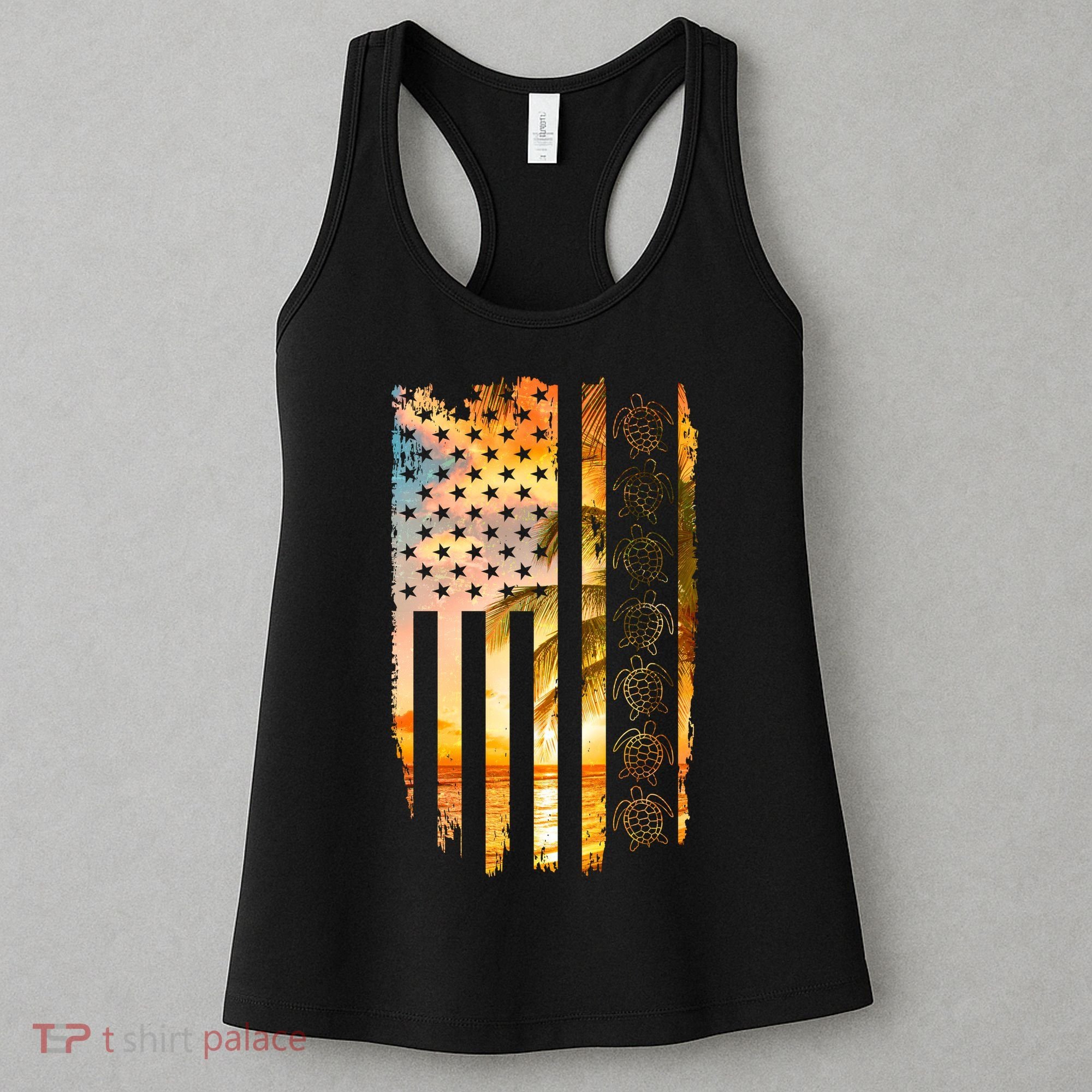 Turtle Sunset Beach Flag Women's Tank Top