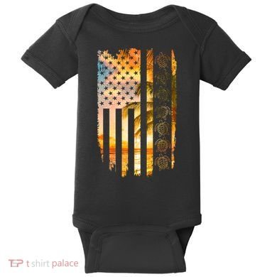 Turtle Sunset Beach Flag Baby Bodysuit