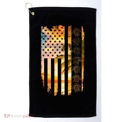Turtle Sunset Beach Flag Golf Towel