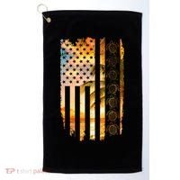 Turtle Sunset Beach Flag Golf Towel thumb 0
