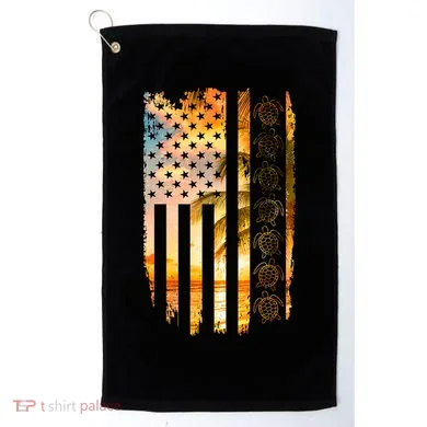 Turtle Sunset Beach Flag Golf Towel