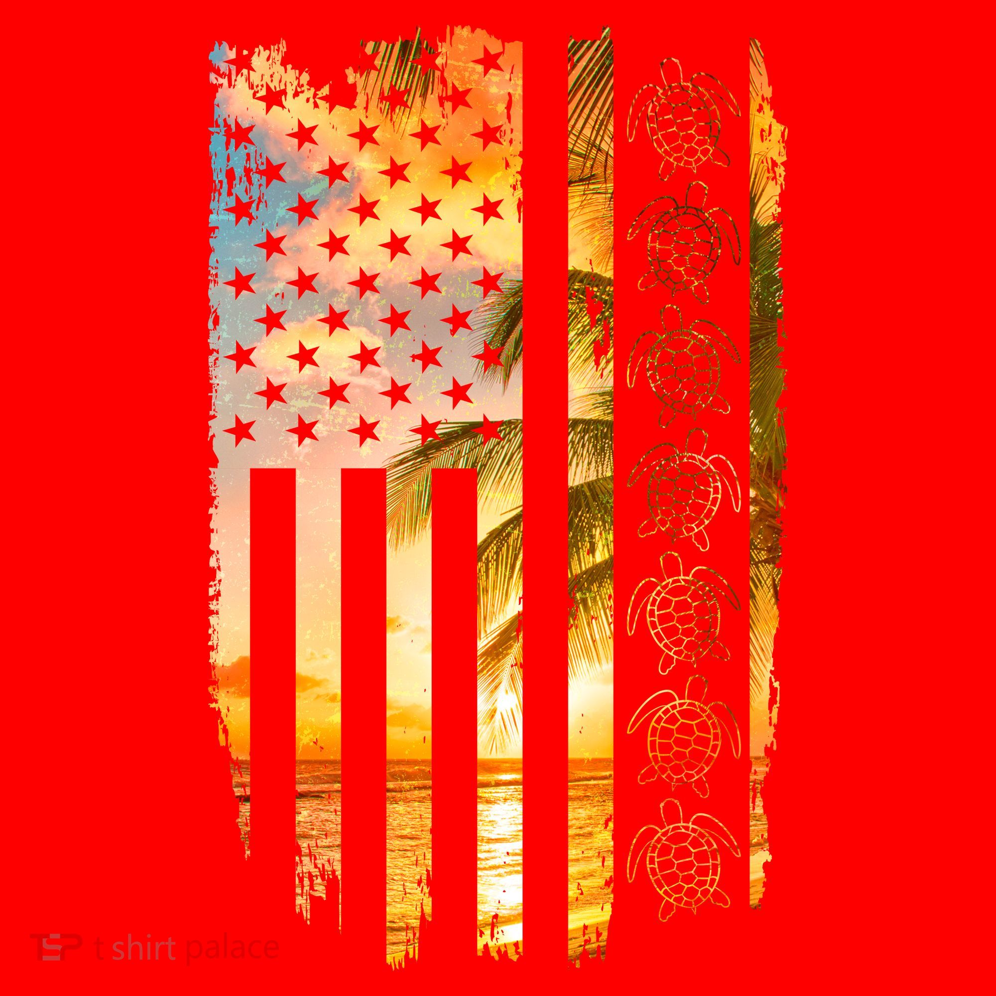 Turtle Sunset Beach Flag Santa Hat