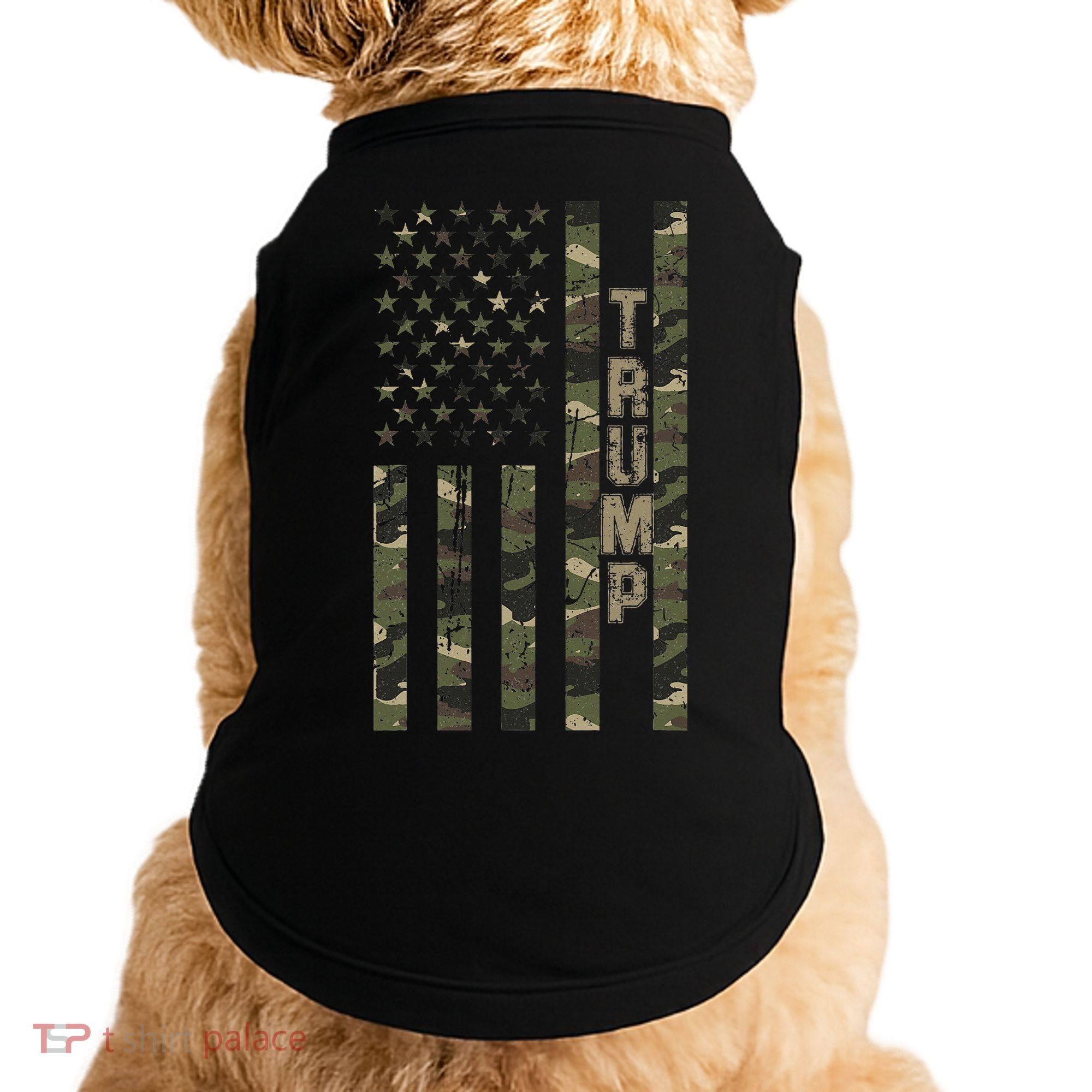 Trump United States Distressed Camo Us Flag Doggie Tank